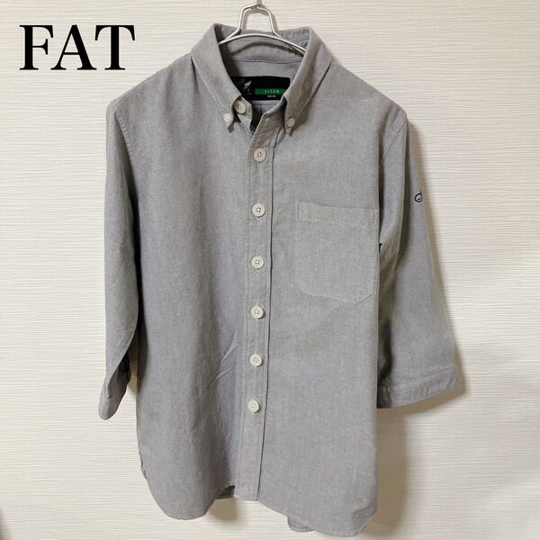 エフエーティー 長袖 ボタンダウンシャツ 七分袖Mサイズ ブルー FAT メンズ コットン 綿100
