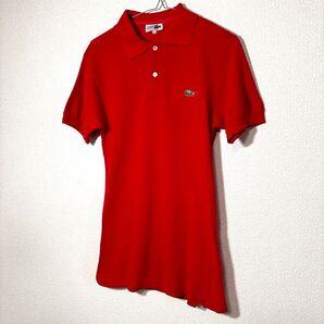 希少 LACOSTE レッドポロシャツ ヴィンテージ フランス製造 フレラコ 鹿の子 70s