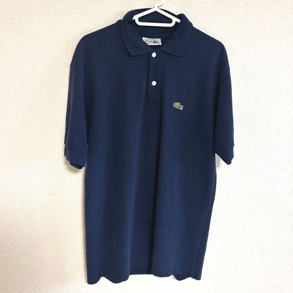 【フランス製】【袖ロゴ】LACOSTE ラコステ ポロシャツ メランジ ネイビー ヴィンテージ
