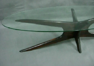 国内ハンドメイドサンプル　サーフボードテーブル　Adrian Pearsall style hand made oval glass top table