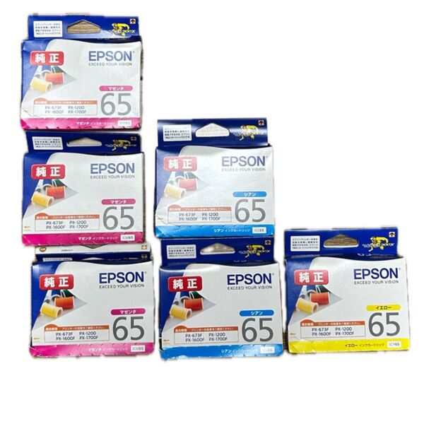EPSON 純正インクカートリッジ 6個セット 65 マゼンタ シアン イエロー