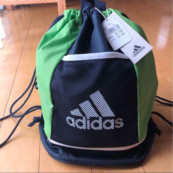 新品未使用 adidas アディダス プールバッグ ジュニア ボーイズ 黒 グリーン スポーツバッグ 鞄