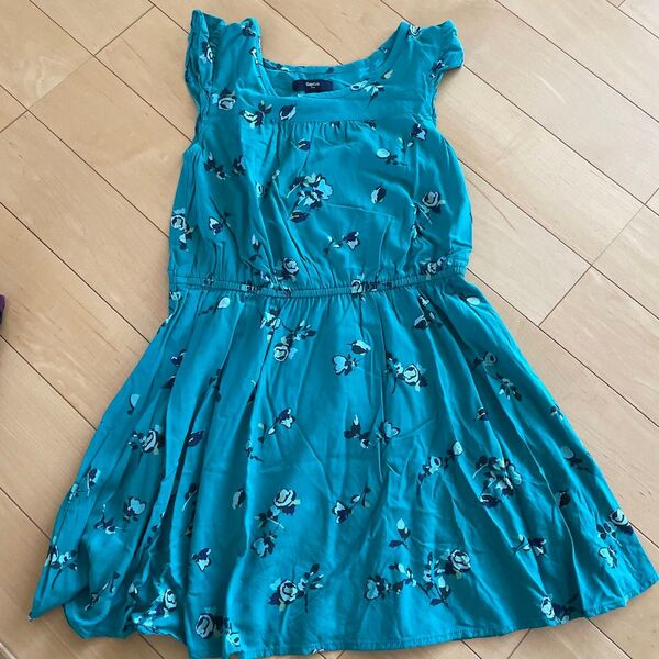 GapKids ノースリーブワンピース エメラルドグリーン 花柄 Lサイズ