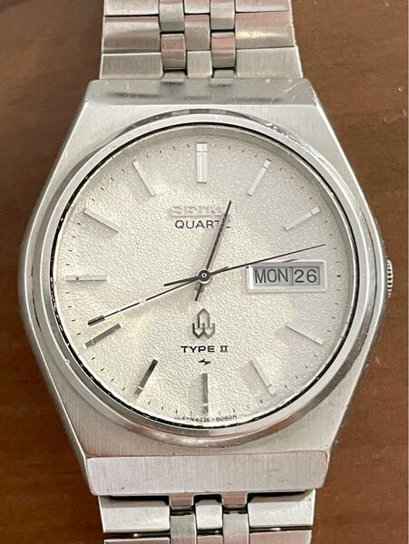 セイコー SEIKO タイプ2 typeⅡ クォーツ デイデイト 腕時計 稼働 梨地文字盤 ヴィンテージ メンズ オリジナルバンド