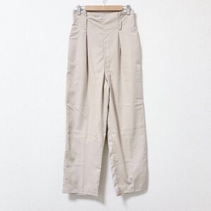 ドレスキップ ワイドパンツ ウエストゴム ベージュ ボトムス シンプル 綺麗め 体型カバー ゆったり タック ポケット 洗える M
