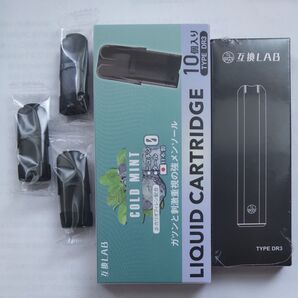 互換ラボ ドクターベイプモデル3本体と、互換ラボ ドクターベイプモデル3用カートリッジ13個(コールドミント)