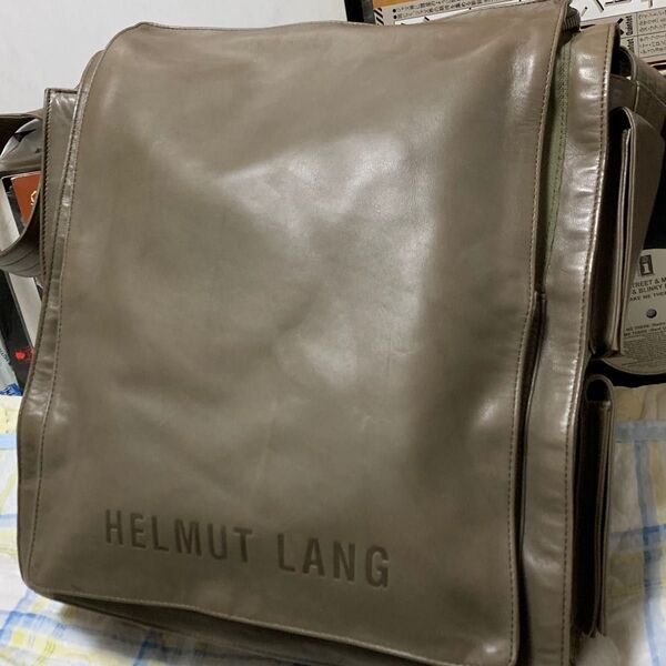 本人期 90s HELMUT LANG ヘルムートラング レザー ショルダーバッグ バック アーカイブ レコード DJ 斜め掛け