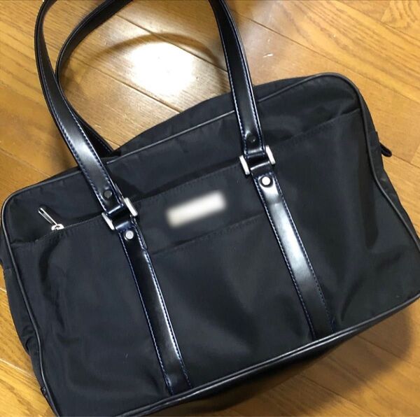 スクールバック スクバ 男女兼用 学校 学生 キャンバス 黒 ブラック 美品 トートバッグ A4 肩掛け 大容量 シンプル