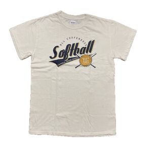 GILDAN ギルダン プリント Tシャツ オフホワイト Sサイズ コットン100% ソフトボール クルーネック US古着