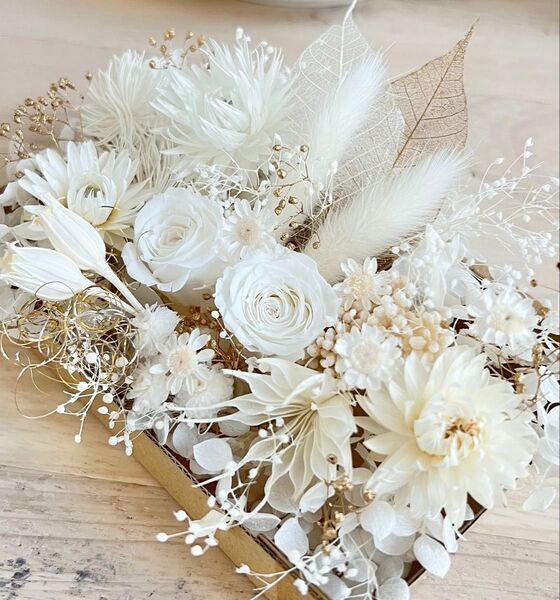 【レア花材 白系 数量限定】花材セット ピュアホワイト 花材セット 花材詰め合わせ アジサイ かすみ草 プリザーブドフラワー