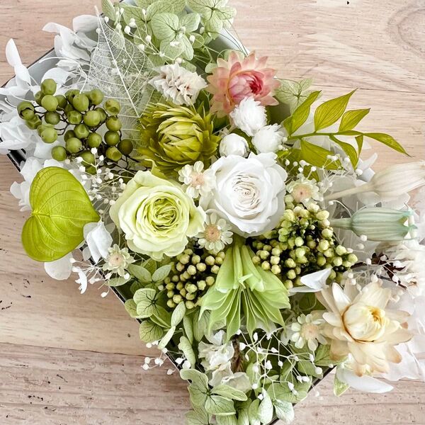 花材セット ミントグリーン 花材詰め合わせ 花材セット ハーバリウム花材 かすみ草 プリザーブドフラワー