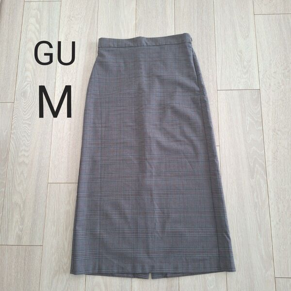GU タイトスカート グレーチェック ストレッチ M