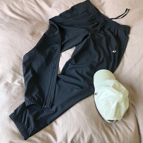 asics アシックス新品ランニングパンツ ジャージ ドライ 軽い ドロスト 黒 L ユニセックス 男女兼用 ストレッチ ブラック