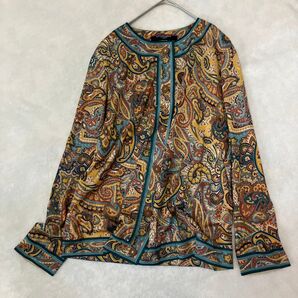 LEONARD ペイズリー柄 長袖シャツ シルク トップス L レオナール 長袖 マルチ