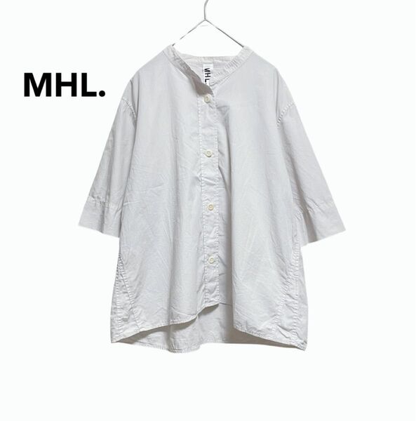 MHL. マーガレットハウエル コットンスタンドカラーブラウス グレー S