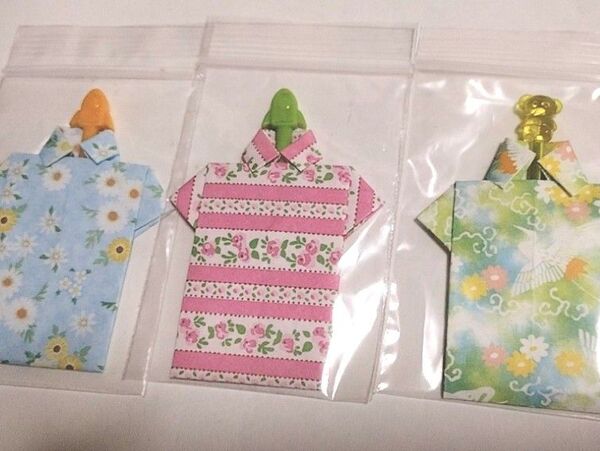 【ハンドメイド】折り紙 シャツ型 クリアピック入れ まとめ売り