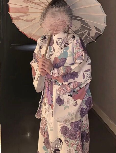 浴衣 ホワイト 紫 ピンク 花火大会 夏祭り