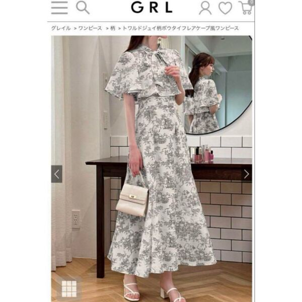 【新品】GRL グレイル トワルドジュイ ボウタイフレアケープワンピース s