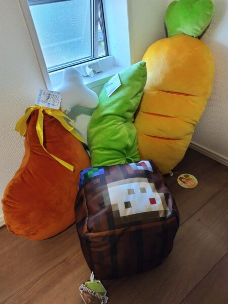 クッション 食べ物 野菜 肉 マイクラ マインクラフト タグ付き 未使用 プレゼント パーティー リラックス おもしろい 抱き枕