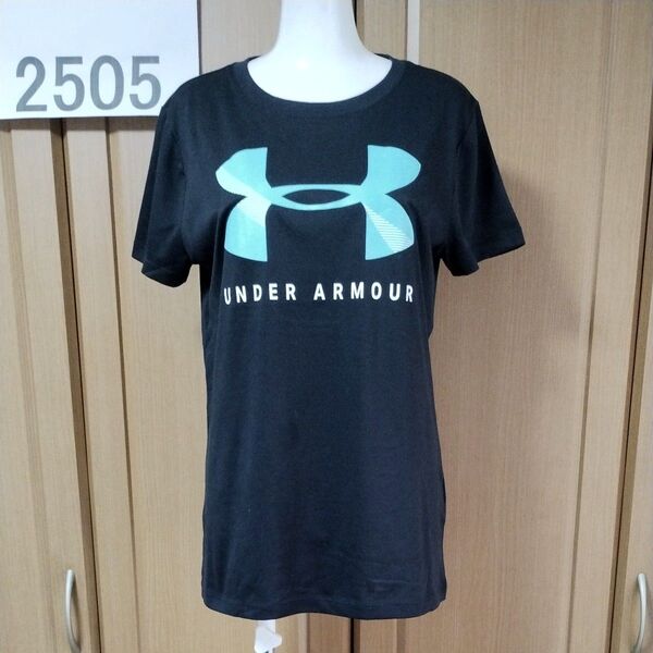 アンダーアーマー・半袖TシャツXL ブラック 高機能HEATGEARヒートギア UNDER ARMOURロゴプリントも状態良好