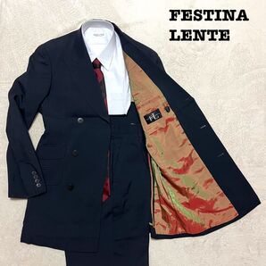 FESTINA LENTE ダブル ブラック 無地 Mサイズ 1タック スーツ