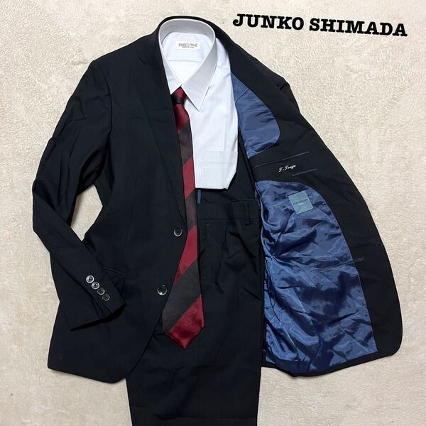JUNKO SHIMADA ブラック ストライプ Y6 ノータック スーツ上下