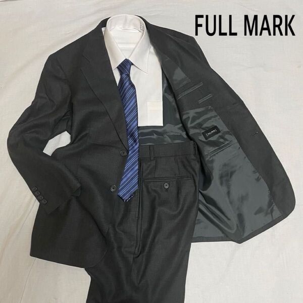 full mark ブラック 無地 A3 1タック スーツ上下 セットアップ
