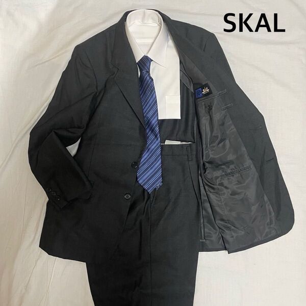 SKAL ブラック ストライプ フリーサイズ 1タック スーツ上下 セットアップ