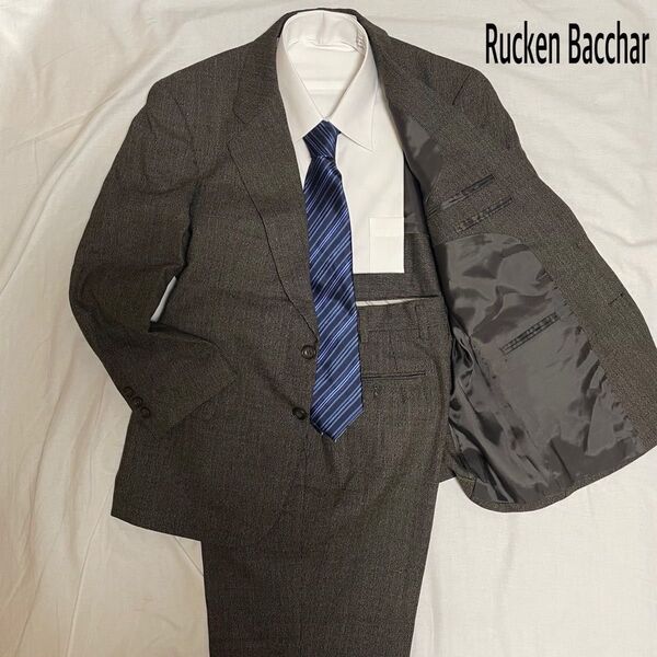 Rucken Baccher ブラウン ストライプ AB2 1タック スーツ上下