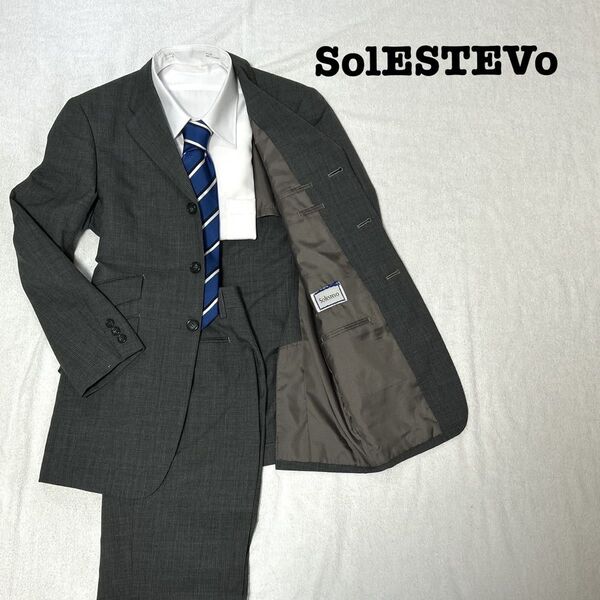 SOLESTEVO グレー ストライプ YA4 1タック スーツ上下 セット