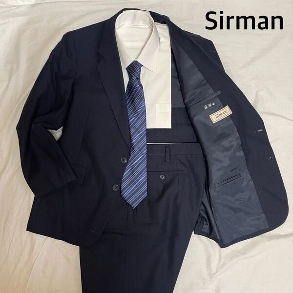 Sirman ネイビー 無地 BE3 1タック スーツ上下 セットアップ