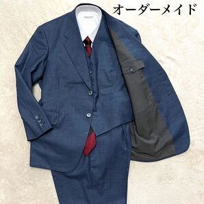 オーダーメイド osumi ネイビー 無地 フリー 1タック スーツ上下 セット