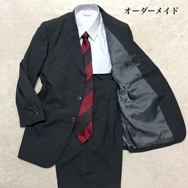 オーダーメイド ブラック チェック フリーサイズ 2タック スーツ上下 セット