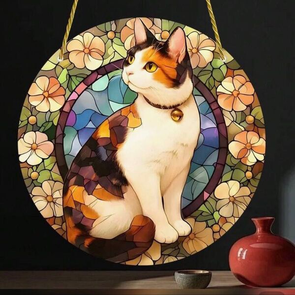 ステンドグラス風 猫柄 アート インテリア 壁掛け