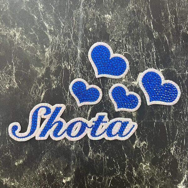 デコうちわ デコ文字 うちわ 団扇 【 Shota 】 ハート ブルー