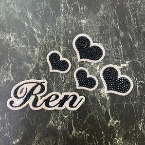 デコうちわ デコ文字 うちわ 団扇 【 Ren 】 ハート ブラック