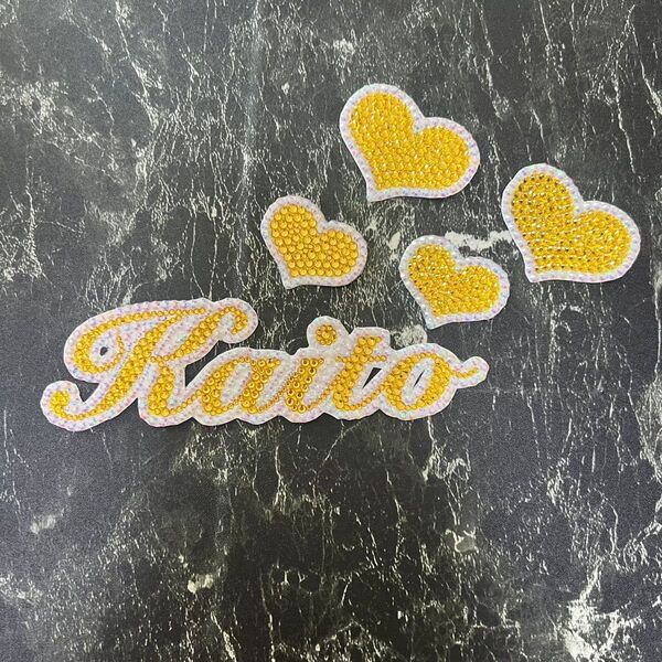 デコうちわ デコ文字 うちわ 団扇 【 Kaito 】 ハート イエロー