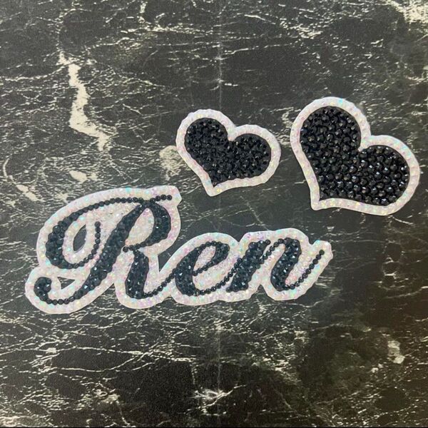 デコうちわ デコ文字 うちわ 団扇 【 Ren 】 ハート ブラック