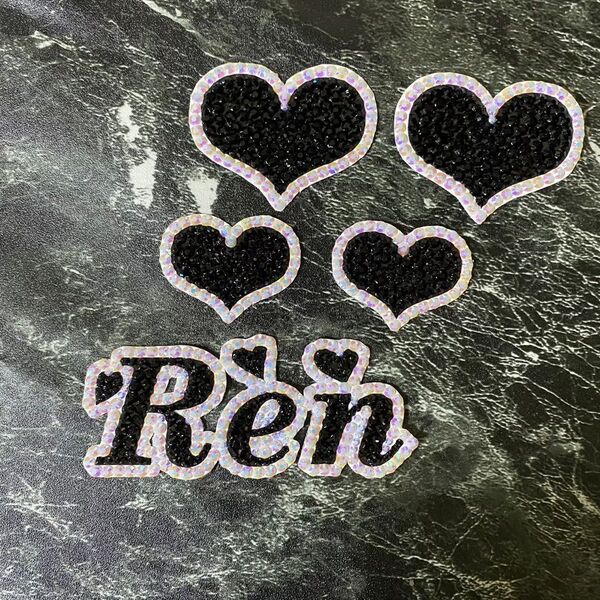 デコうちわ デコ文字 うちわ 団扇 【 Ren 】 ハート ブラック