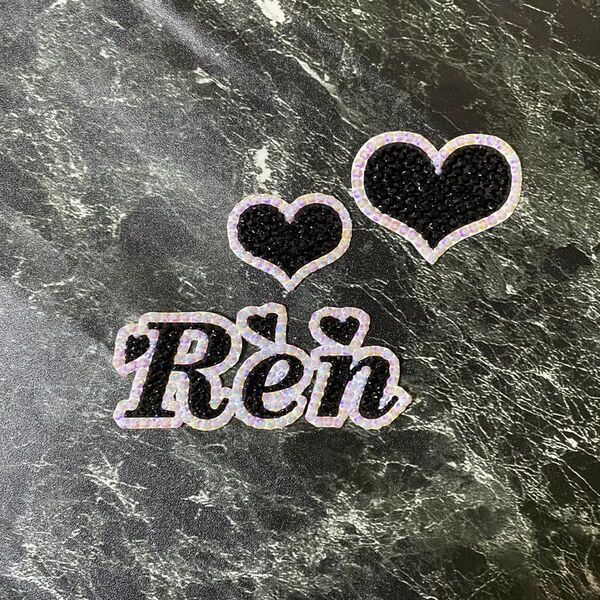 デコうちわ デコ文字 うちわ 団扇 【 Ren 】 ハート ブラック