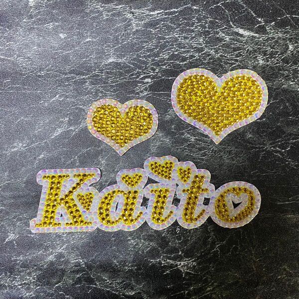 デコうちわ デコ文字 うちわ 団扇 【 Kaito 】 ハート イエロー