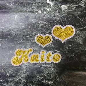 デコうちわ デコ文字 うちわ 団扇 【 Kaito 】 ハート イエロー