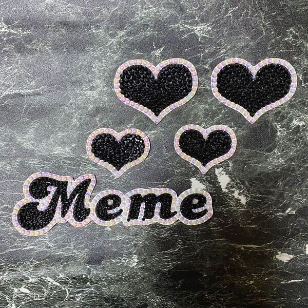デコうちわ デコ文字 うちわ 団扇 【 Meme 】 ハート ブラック