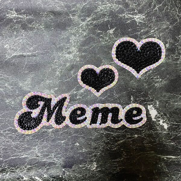 デコうちわ デコ文字 うちわ 団扇 【 Meme 】 ハート ブラック