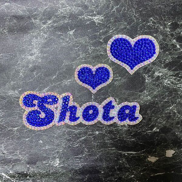 デコうちわ デコ文字 うちわ 団扇 【 Shota 】 ハート ブルー