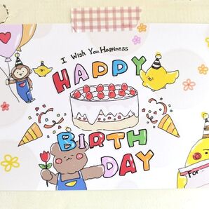 オリジナル『 バースデーカード お誕生日カード』/ポストカード・ハガキ・インテリア/お名前記入欄アリ
