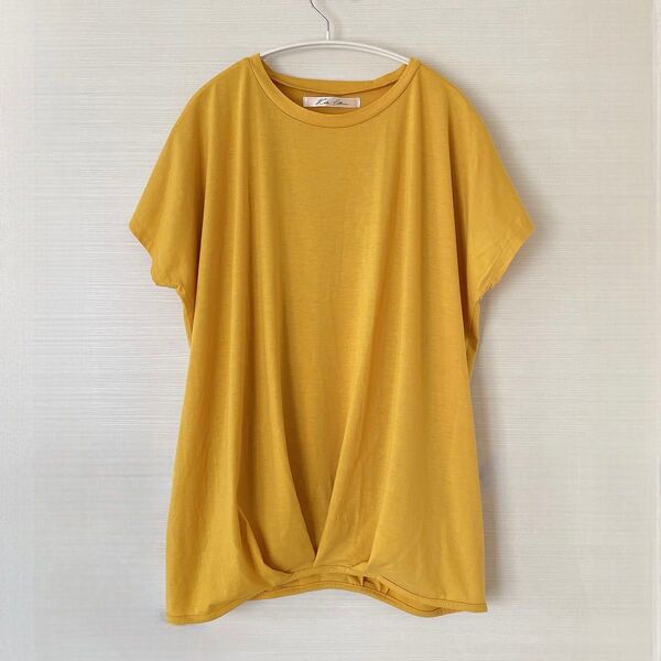 神戸レタス 半袖 カットソー Tシャツ トップス マスタード Uネック L