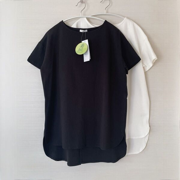 ESSEME エシーム Tシャツ カットソー チュニック 半袖 綿 白 黒 M トップス 半袖カットソー プルオーバー