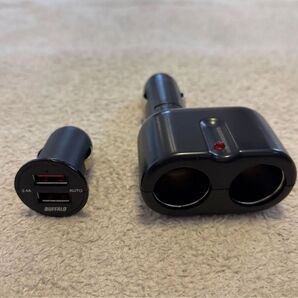【BUFFALO】USBカーチャージャー 2.4A急速2ポートUSB-A、【槌屋ヤック 】2連ダイレクトソケット