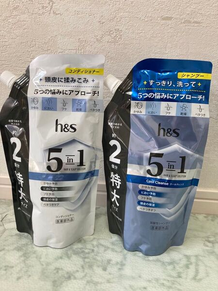 h&s エイチアンドエス 5in1 つめかえ用 560g クールクレンズシャンプー コンディショナー 約2個分